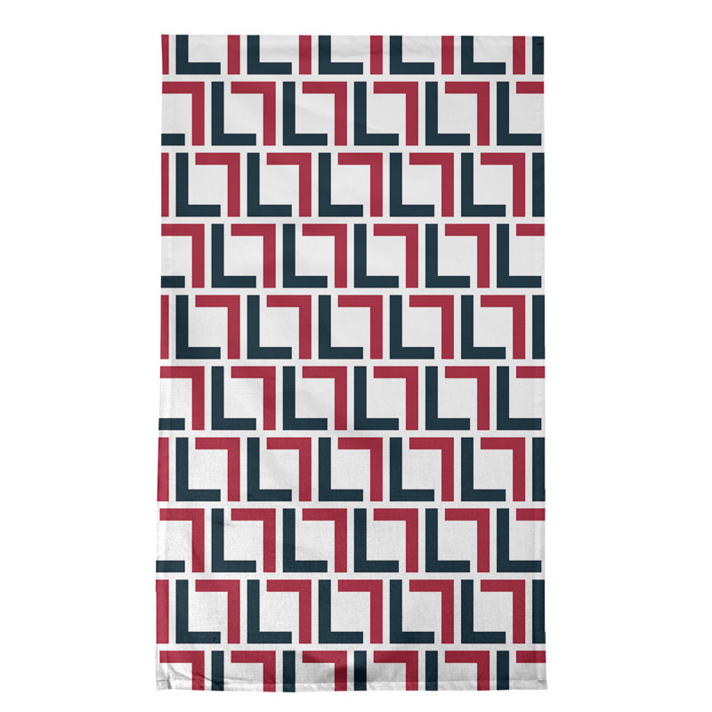 Houston Tea Towel Kitchen Towel, Cotton Blend, White/Deep Steel Blue/Battle Red