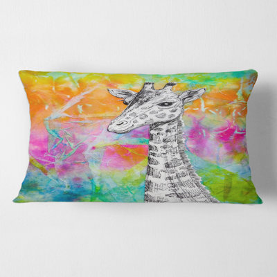 Dessin de girafe sur housse de coussin rectangulaire et insert lumineux