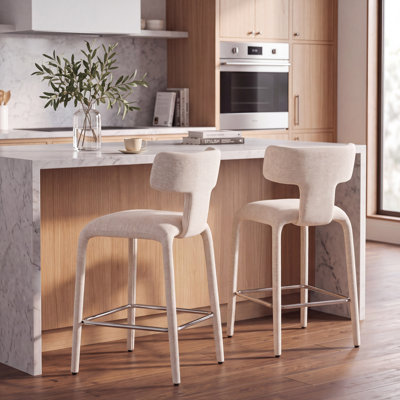 Upholstered Counter Stool with Metal Legs