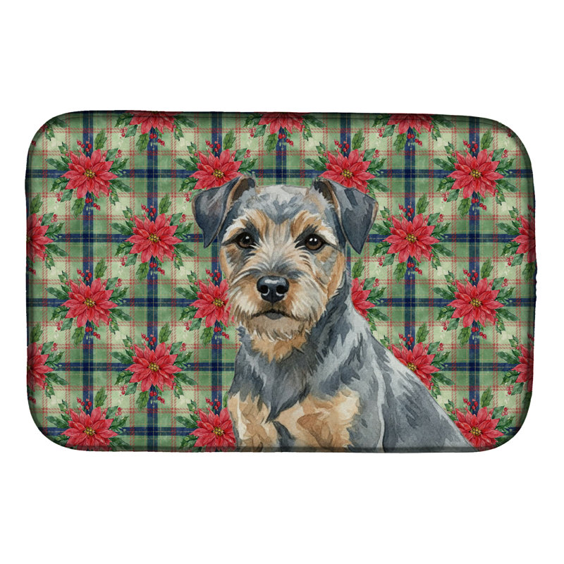 Tapis de séchage bleu et brun clair Border Terrier