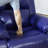 Dark Blue Vegan Leather Manual Recling Chair-225230942