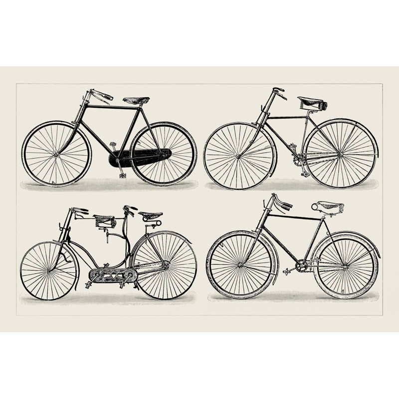 Antique Bikes Chart II by Vision Studio - Wrapped Canvas Print, 61 cm H x 91 cm W
