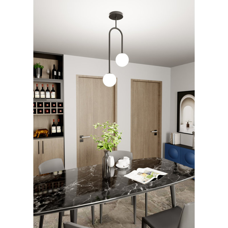 Darelene 2 - Light Matte Black Pendant, Matte Black/Opal