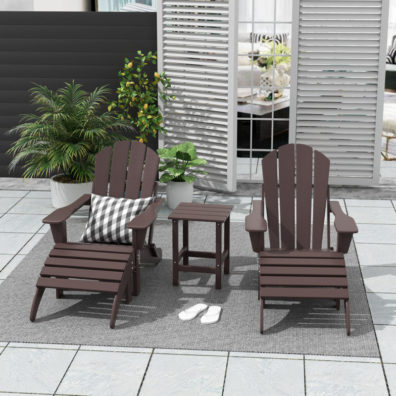 Laguna 5-Piece Seating Group with Table and Ottoman, Dark Brown