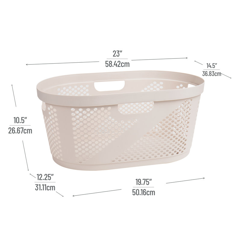  40L Laundry Basket, Clothes Hamper, Ventilated, Plastic, 23"L x 14.5"W x 10.5"H, 2 Pack, Ivory