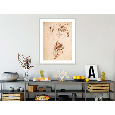 Studies for a Madonna with a Cat by Leonardo da Vinci -Framed Giclee Print