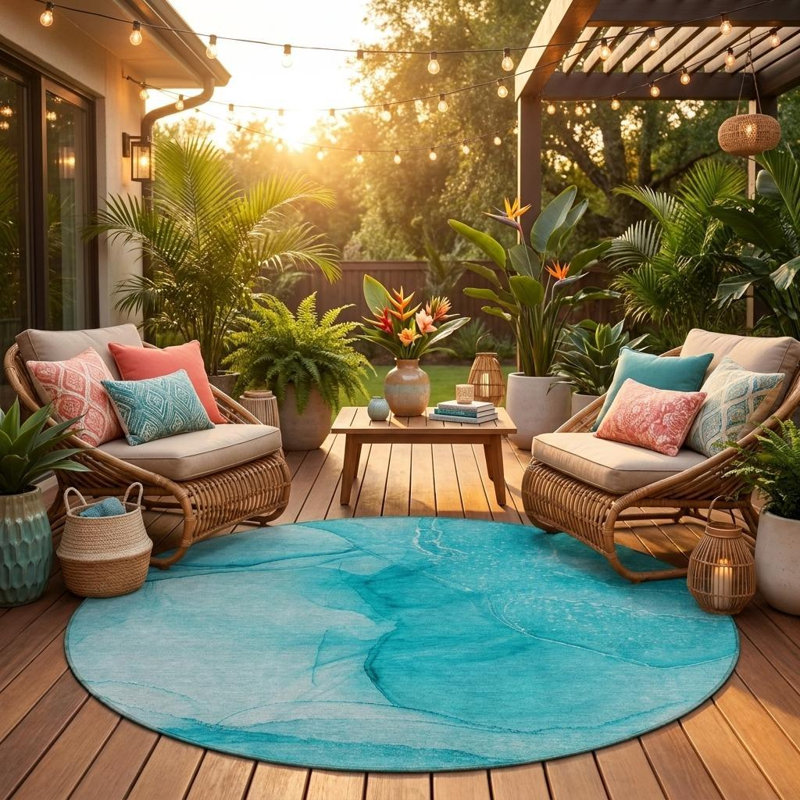 Tapis extérieur rond 8 pi
