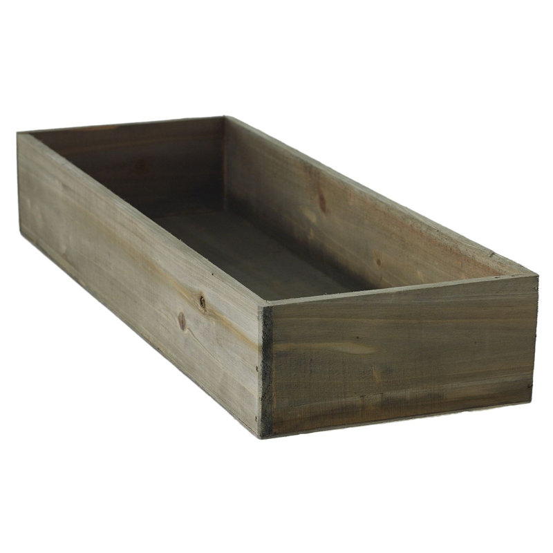 Tariah Handmade Wood Planter Box, Brown, 3" H x 18.25" W x 6.5" D