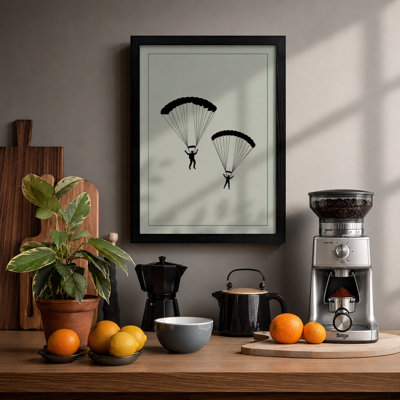 Skydivers in Descent Minimalist - Framed Print
