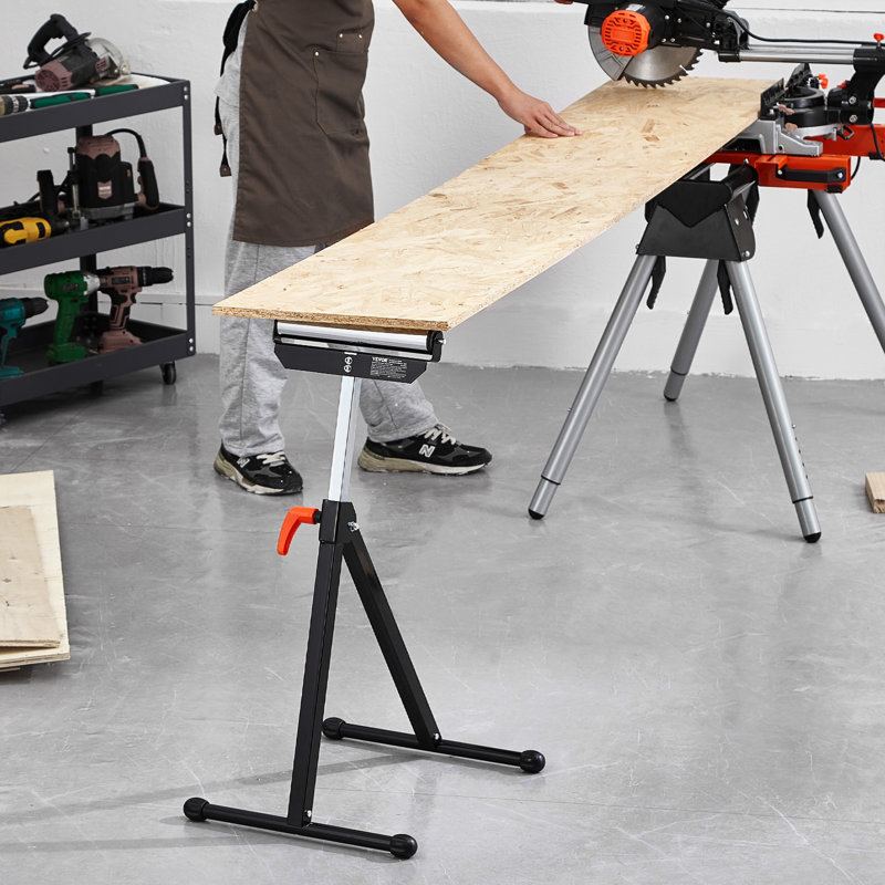 2 supports à roulettes pliables pour le travail du bois, capacité de charge maximale de 135 lb, réglable de 26,8 à 42,5 po