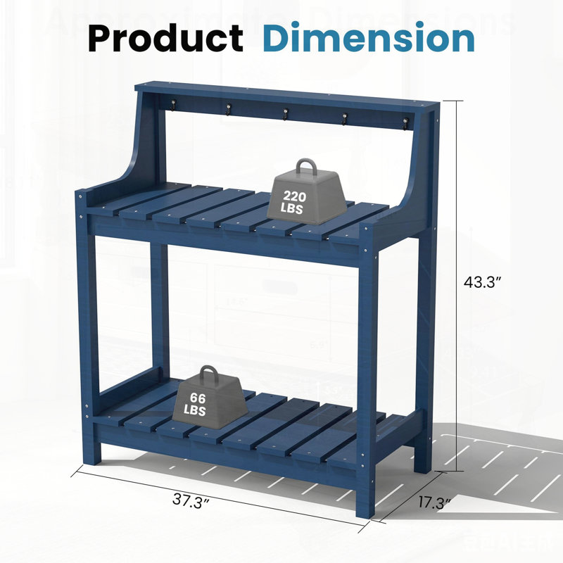 Table de rempotage durable en PEHD avec rangement, pour une utilisation extérieure toutes saisons dans le patio et la cour