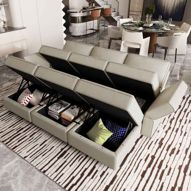 Canapé-lit modulaire en velours Teangela, Velours gris velours