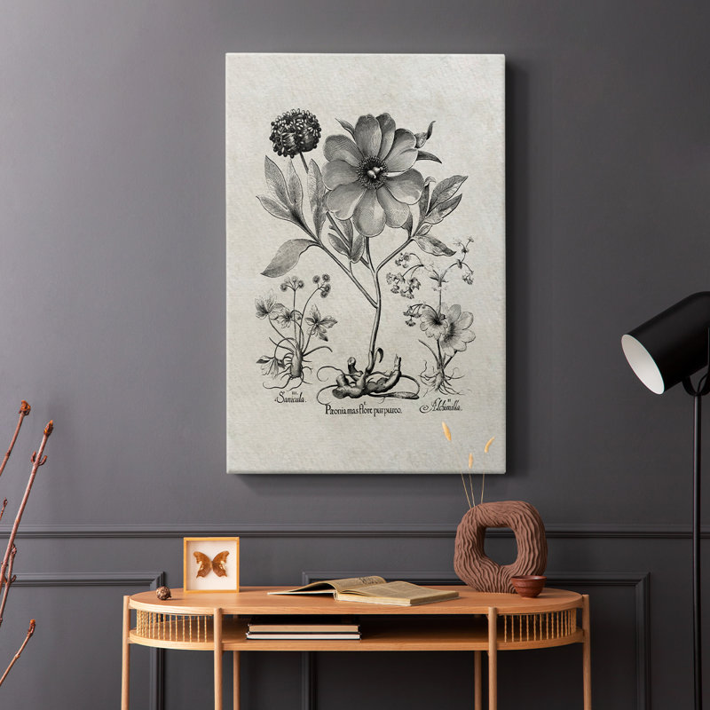 Motif floral rétro vintage CCXVII - Cavas enveloppés de galerie, H 12 po x l 8 po