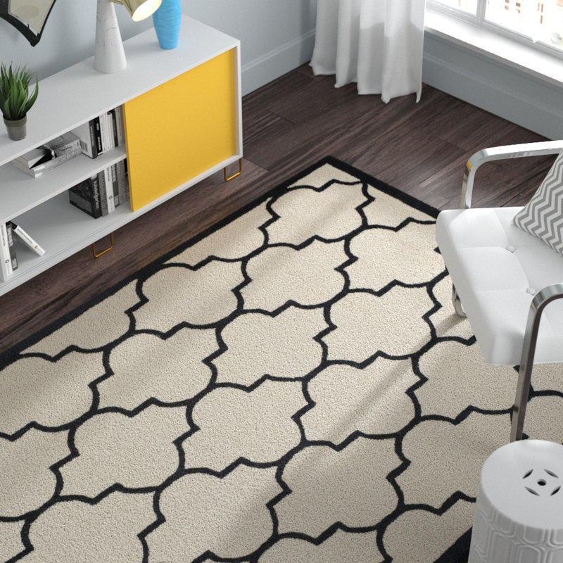 Cannen Hand Tufted Wool Geometric Rug, Rectangle 5' x 8'
