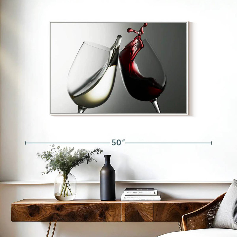 Blanc et vin rouge, Cadre flottant blanc, 37 po x 25 po