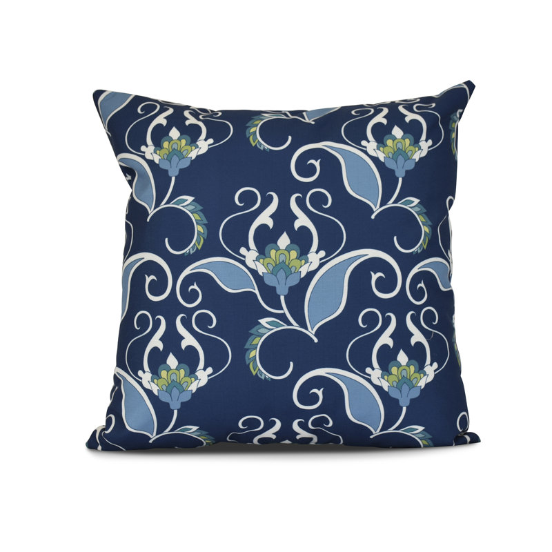 Tropical Resort Floral Reversible Throw Pillow, Blue, 18" H x 18" W x 3" D