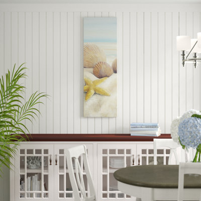 Zelin Starfish and Seashells View on the Beach - impression sur toile tendue