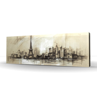 Eiffel Tower Sketch - Office Beige Canvas for Home Decor
