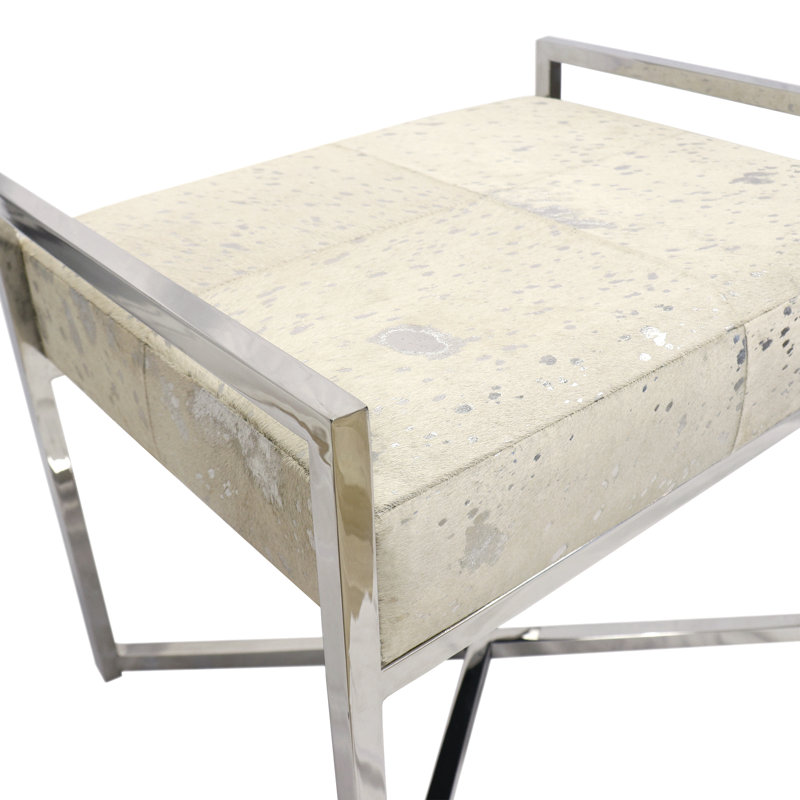 Safari Silver Foil Cowhide Bench