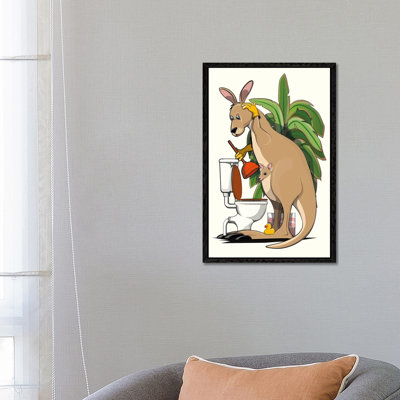 Kangaroo Cleaning The Toilet by WyattDesign - Gallery-Wrapped Canvas Giclée on Canvas