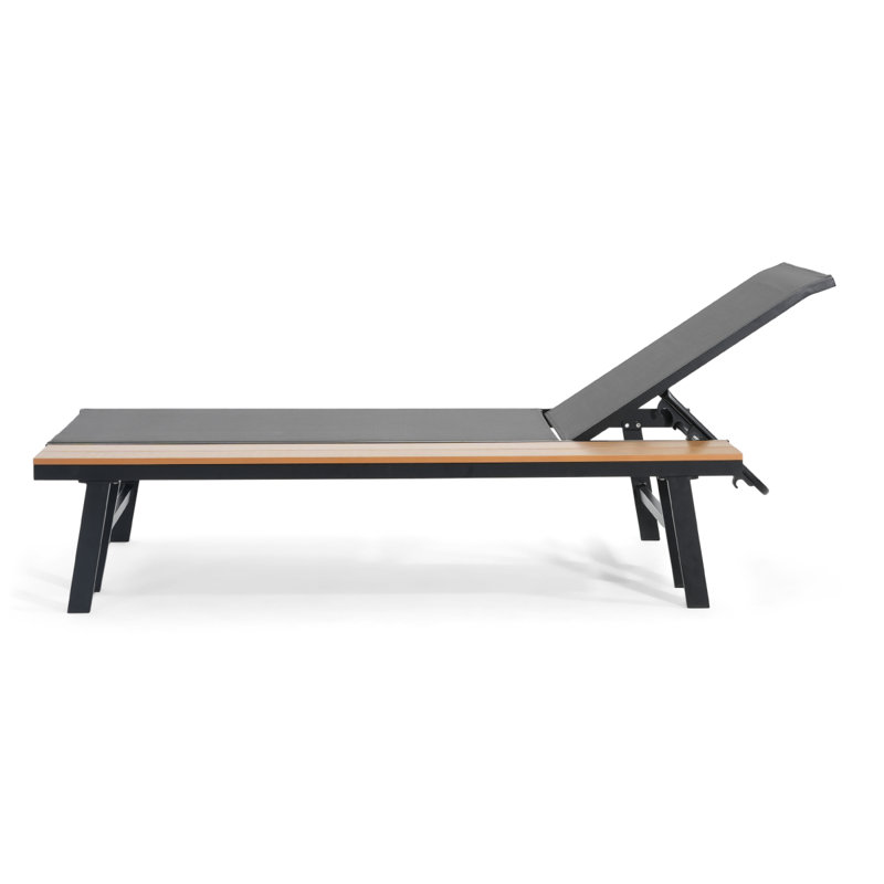 WATERLOO CHAISE LOUNGE WITH ATTACHED WOOD SIDE TABLE, 1PC, (62756.00BLK)