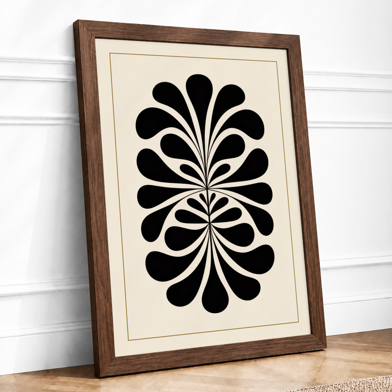 Symmetrical Stem Botanical - Framed Print, A3 - 42.0 x 29.7 cm, Walnut
