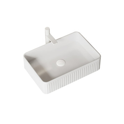 20'' Bathroom Sink, Rectangular Striped Vessel Ceramic Basin without Faucet, NO Cabinet