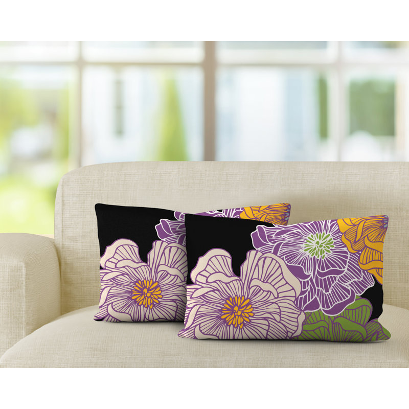 Polyester/Polyester Blend Lumbar Rectangular Indoor/Outdoor Pillow Cover & Insert, Purple