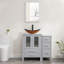 Couleur de la base: blanc; couleur du lavabo: or; meuble-lavabo simple autoportant de 36 po avec comptoir en bois manufacturé, lavabo vasque, robinet, bonde-1433603423-1433603417