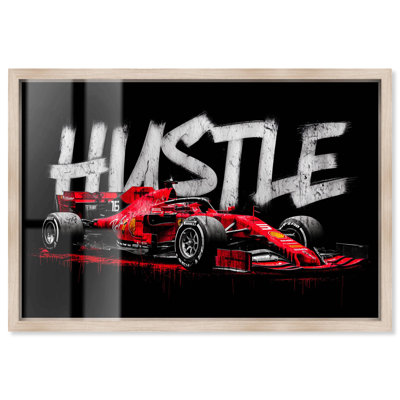 Hustle Speed Car Red Shadowbox Print Mancave Decor by Art Remedy, Blonde Frame, 15 x 10
