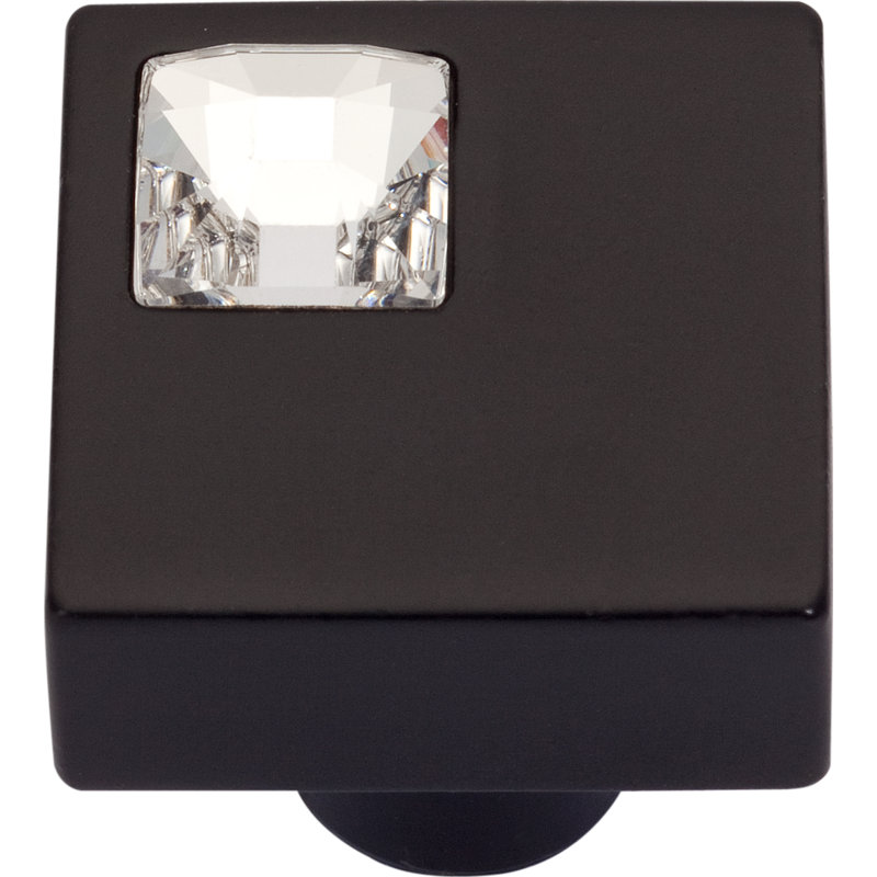 Crystal 1" Length Square Knob, Matte Black
