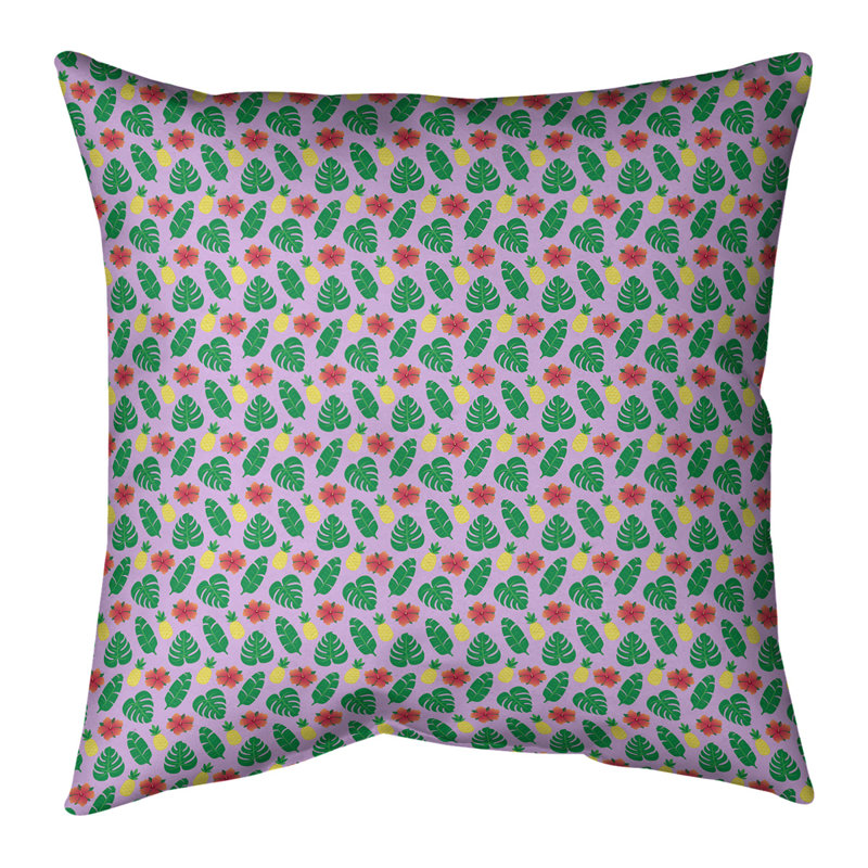 Coussin décoratif tropical Katelyn Elizabeth, 14 po x 14 po, Mauve, Polyester/ Bourre en polyester