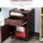 Printer Stand And Mobile Brown Storage Cabinet Organizer With Drawer, Ample Space For Office Accessories, 4 Omnidirectional Wheels Mobility, Fits Under Desk, Frame Construction
