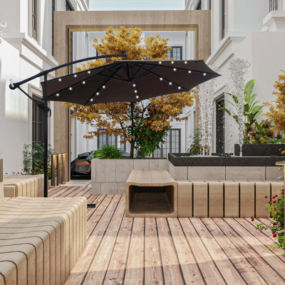 Kamerra 120'' Lighted Tilt Cantilever Umbrella
