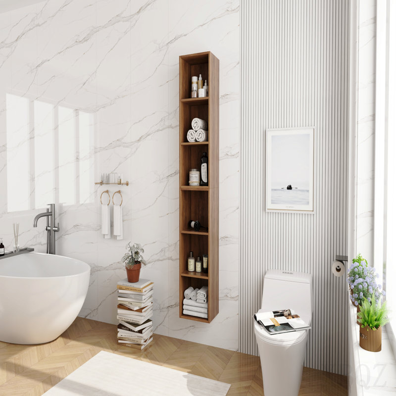 Combinaison de tablettes de rangement murales de 24 pouces, convenant à une petite salle de bain, bureau, salle de rangement, ébène brun (emballage Kd) -12 * 2