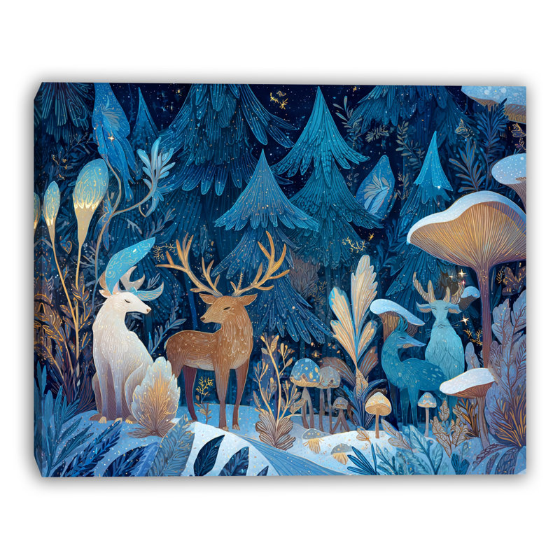 Art mural sur toile Midnight Woodland Gathering, H 30 po x l 40 po