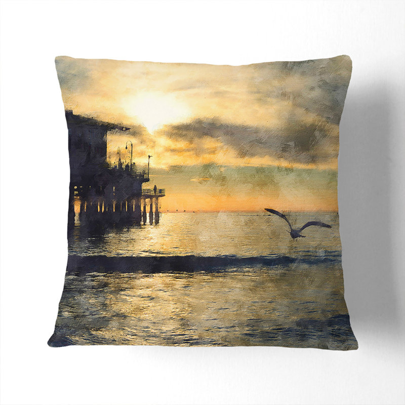 Seagull by the Pier Scatter Cushion, Black, 55cm H x 55cm W x 20cm D