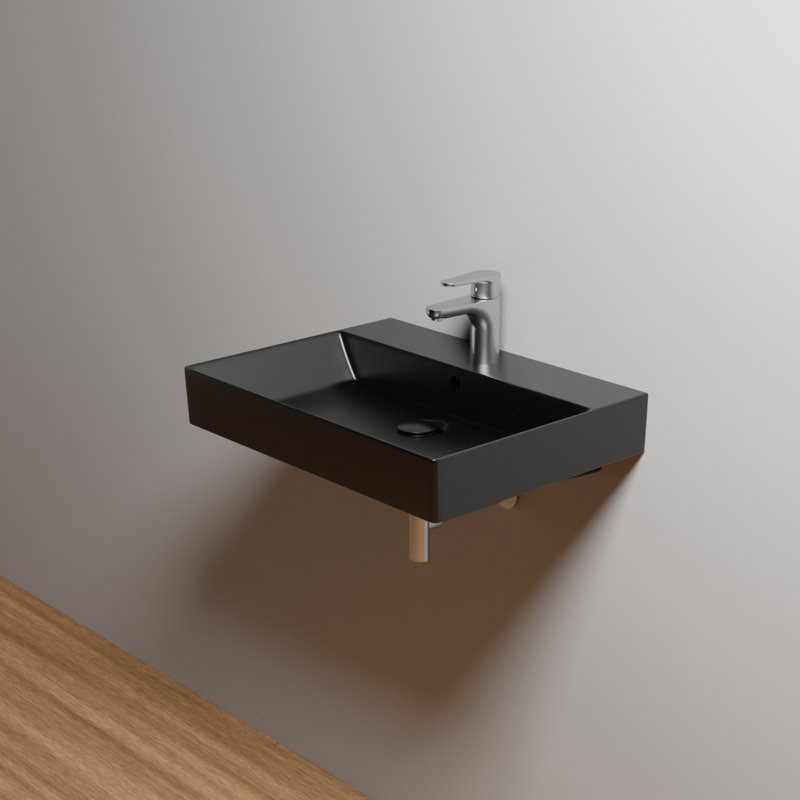 23.6'' L Bathroom Sink, Single Hole, Matte Black