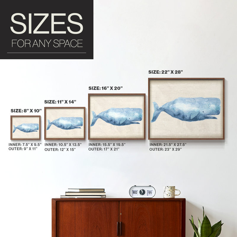 Rustic Whale I -Framed Print - Restickable, H 16 po x l 20 po, Noyer
