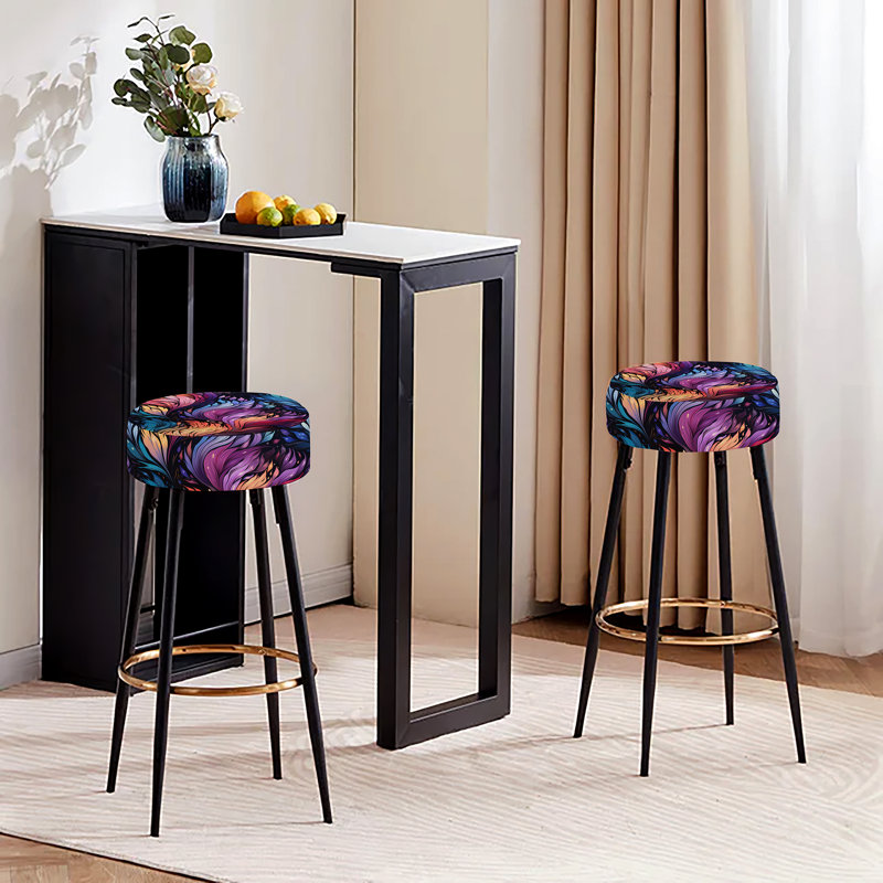 Ensemble de 2 tabourets de bar abstraits mauves et mauves Cosmic Ikat Journey Embark