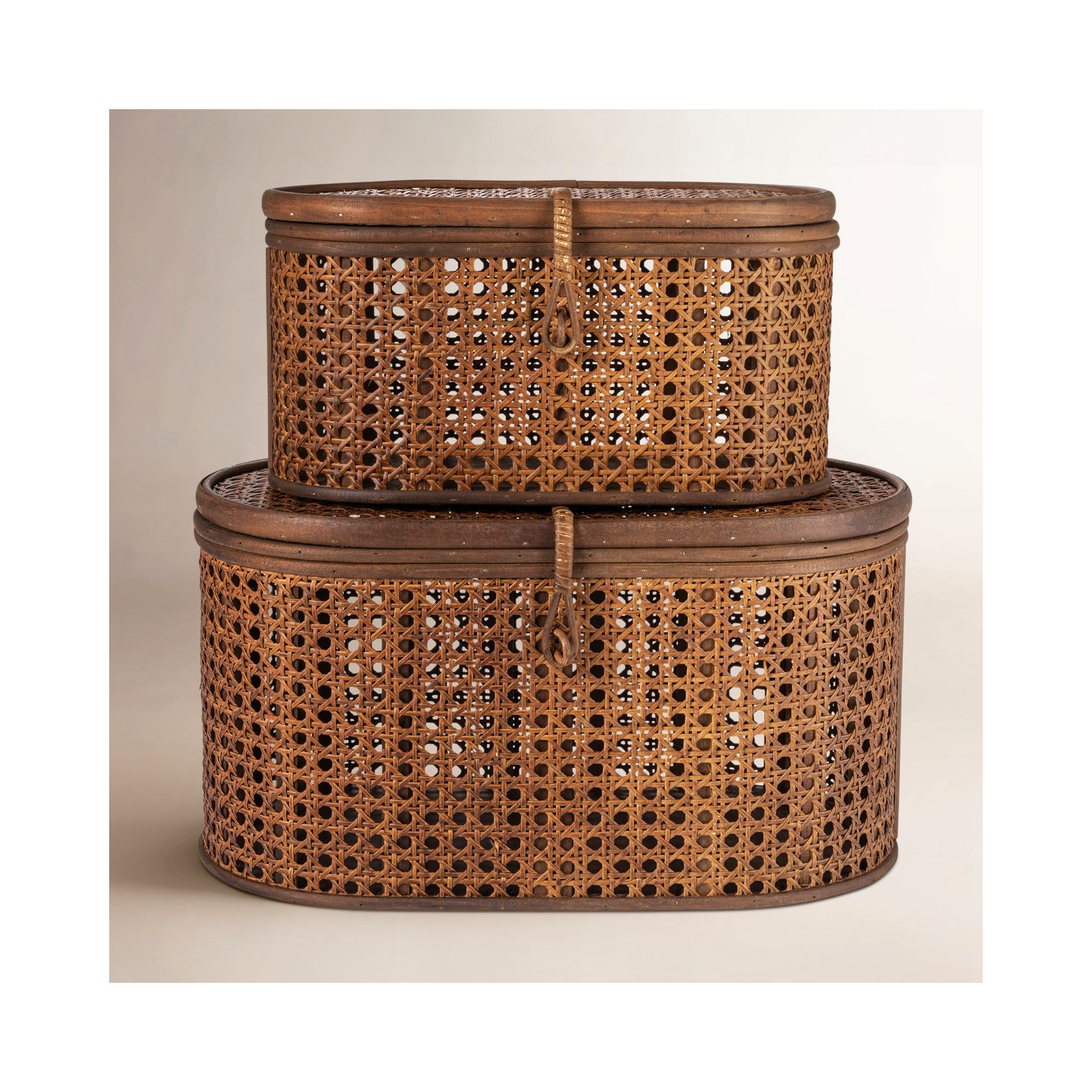 Edelie Coastal Rattan Decorative Basket - Set of 2, Brown