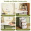 Coiffeuse avec miroir rond à DEL 3 couleurs, armoire de rangement cylindrique rotative à 3 niveaux, meuble-lavabo de luxe léger, assemblage facile