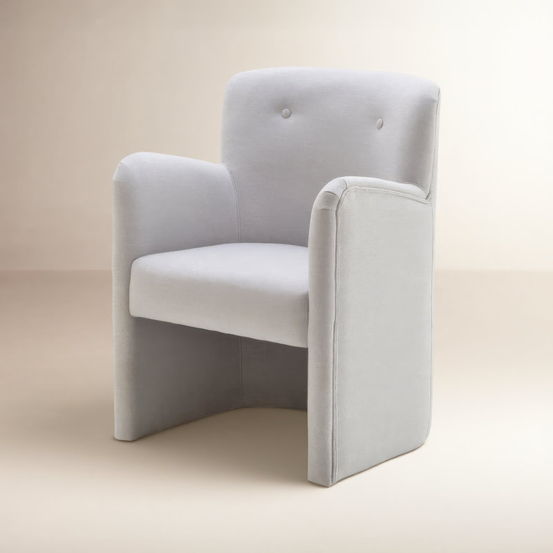 Kelly 24" Wide Performance Fabric Upholstered Dining Armchair, Light Gray