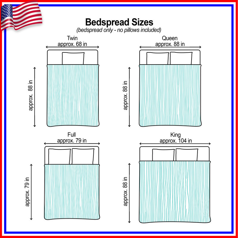 Turquoise Vertical Stripes Quilted Bedspread All Sizes, Twin