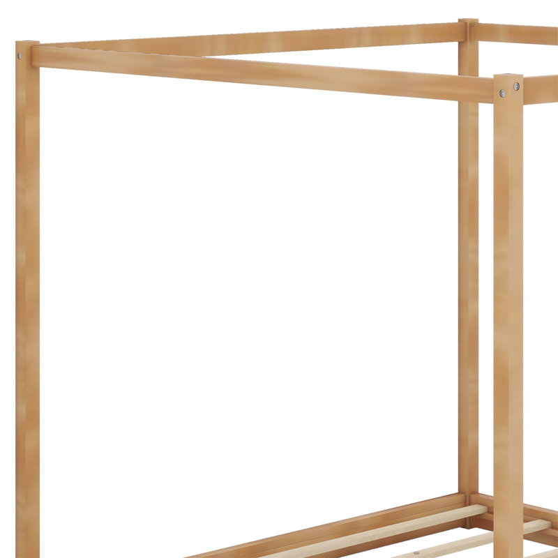 Canopy Platform Bed With Support Legs, Natural