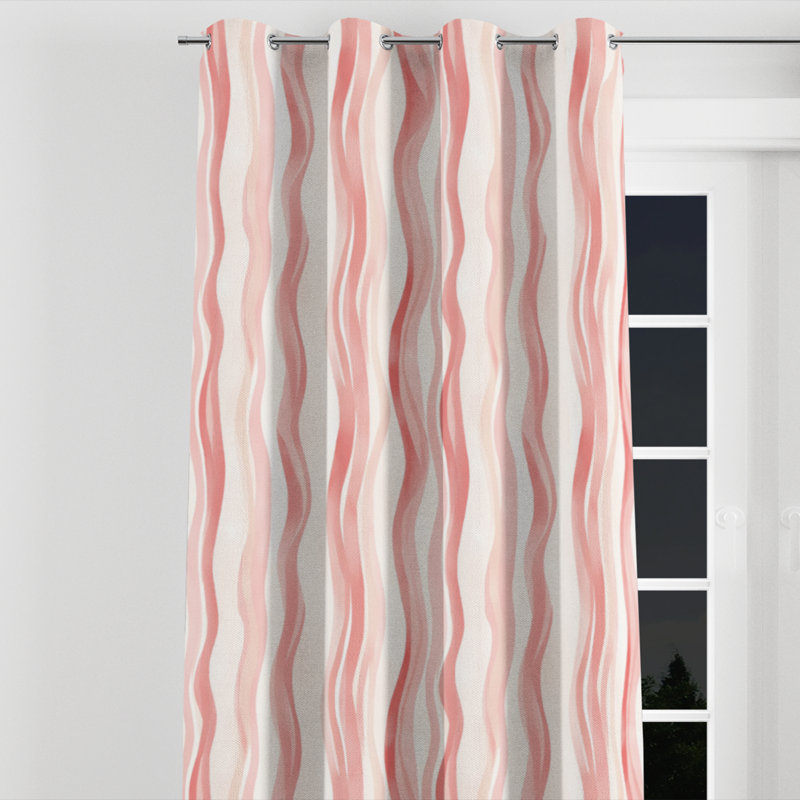 French Country Room Darkening Curtains - Abstract Bordie Grommet Curtain - 1 Panel, 52" W x 120" L, Silver Grommets