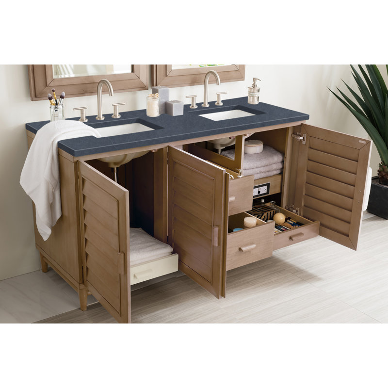 Broeder 60'' W Double Vanity, Charcoal Soapstone, Widespread