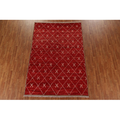 Tapis oriental marocain Trellis noué à la main 7 x 10
