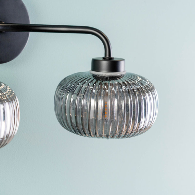 Aniva Glass Armed Sconce, Matte Black, Smoked Glass, Yes