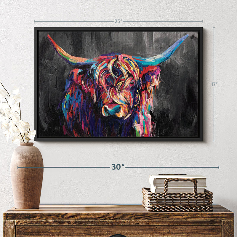 Animal «Art mural en acrylique Highland Cow», H 17 po x l 25 po